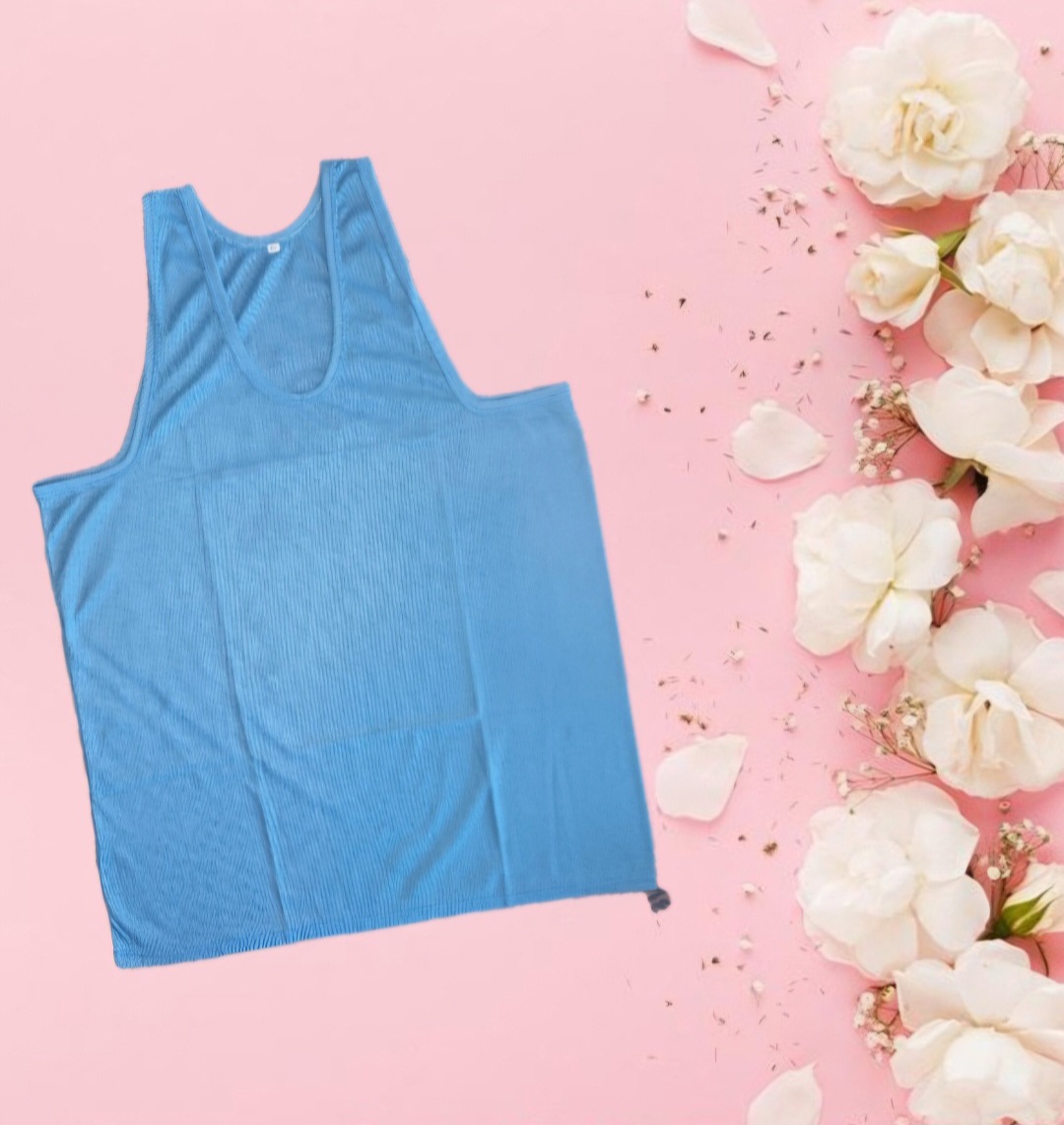 زیرپیراهن رکابی مردانه پلی استر پنبه به رنگ آبی در سایز ۴۶ یا L